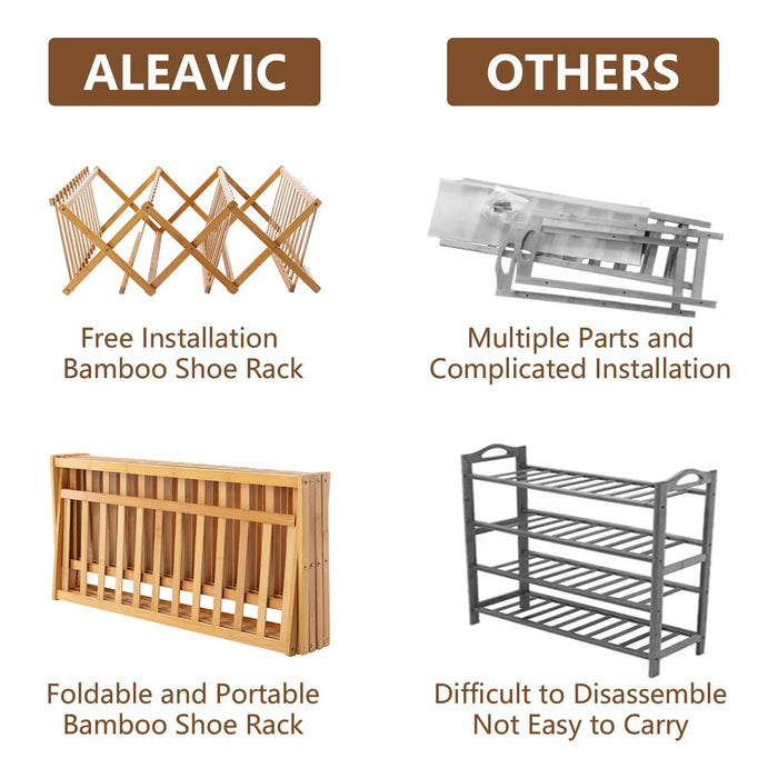 4 Tier Shoe Rack, Bamboo Shoe Rack, Multi Tier Foldable Shoe Organizer High quality