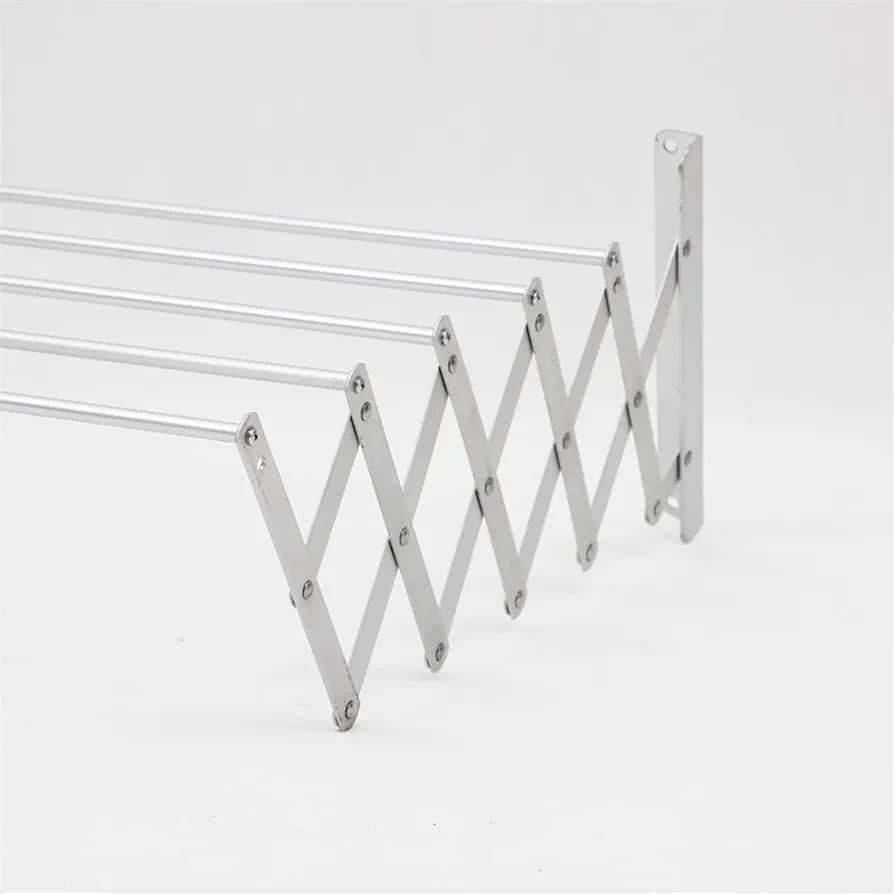 5 - Bar Wall Mounted Extendable Cloth Hanger - Foldable Laundry Drying Rack