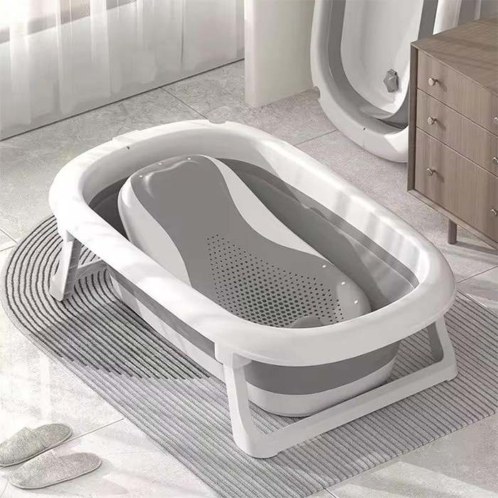 Foldable baby bathtub with anti-slip base for safe infant bathing at home in Qatar