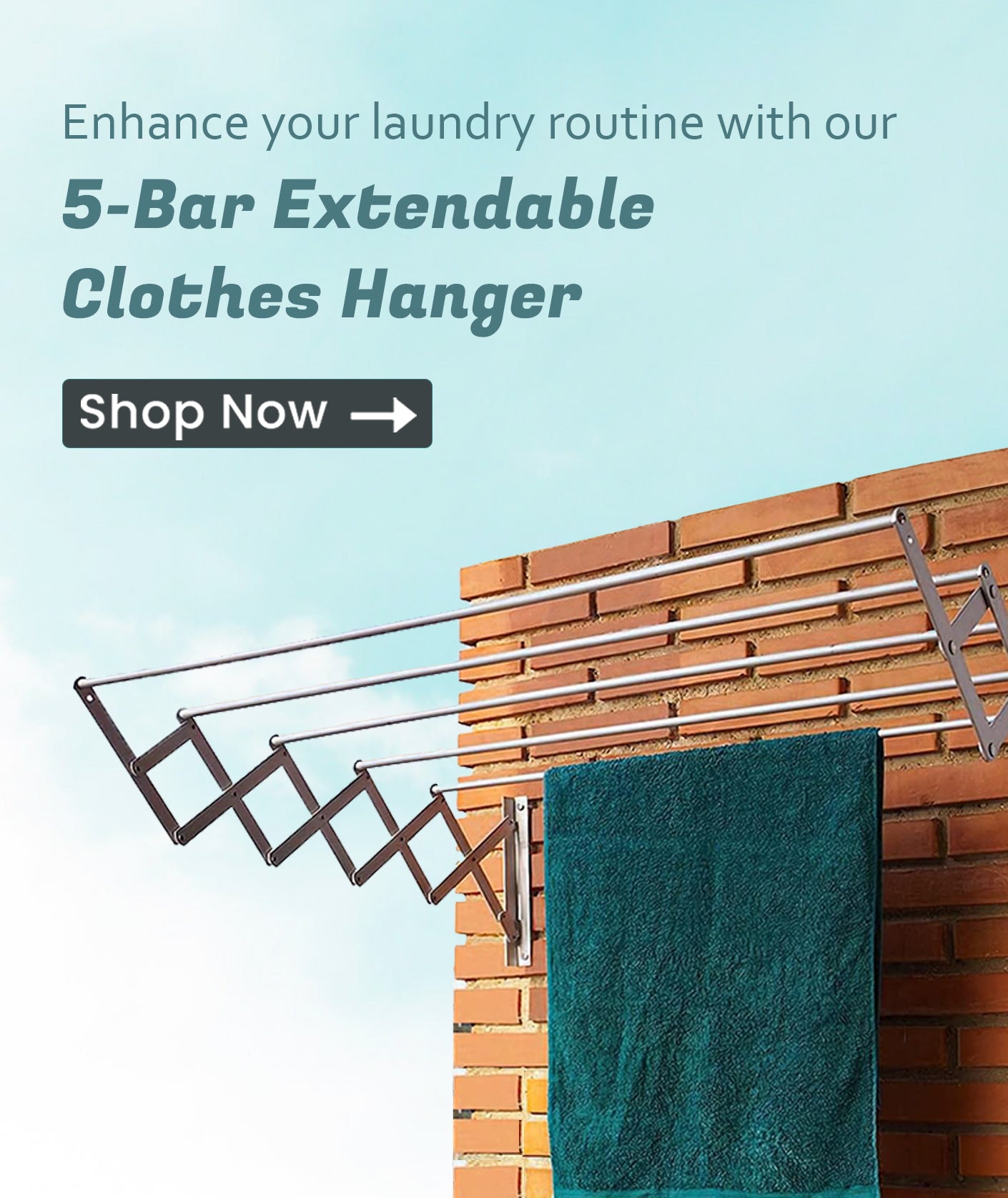 5 Bar Wall Mounted Extendable Cloth Hanger