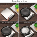 5 Kg/11lbs Stainless Steel Digital Kitchen Food Scale Tare function
