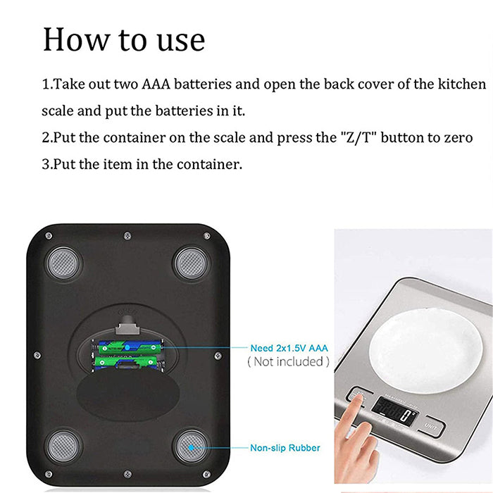 5 Kg/11lbs Stainless Steel Digital Kitchen Food Scale Tare function
ultra slim easy to use