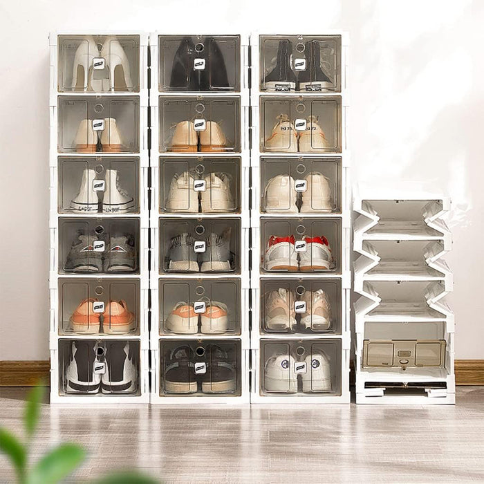 6-Tier Foldable Shoe Organizer for Closet Stackable No Assembly Shoe Organizer