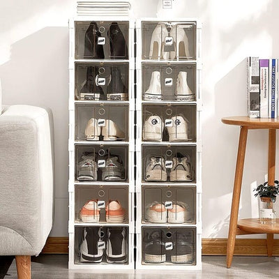 6-Tier Foldable Shoe Organizer for Closet Stackable No Assembly Shoe Organizer Durable