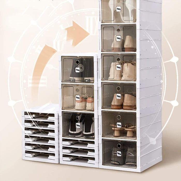 6-Tier Foldable Shoe Organizer for Closet Stackable No Assembly Shoe Organizer dustproof