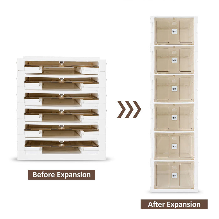 6-Tier Foldable Shoe Organizer for Closet Stackable No Assembly Shoe Organizer plastic