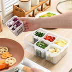 6-Grids Useful Refrigerator Food Fresh-keeping Storage Box, Ginger Garlic Separate Plate for Fridge Versatile use