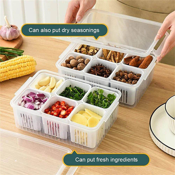 6-Grids Useful Refrigerator Food Fresh-keeping Storage Box, Ginger Garlic Separate Plate for Fridge dry and fresh