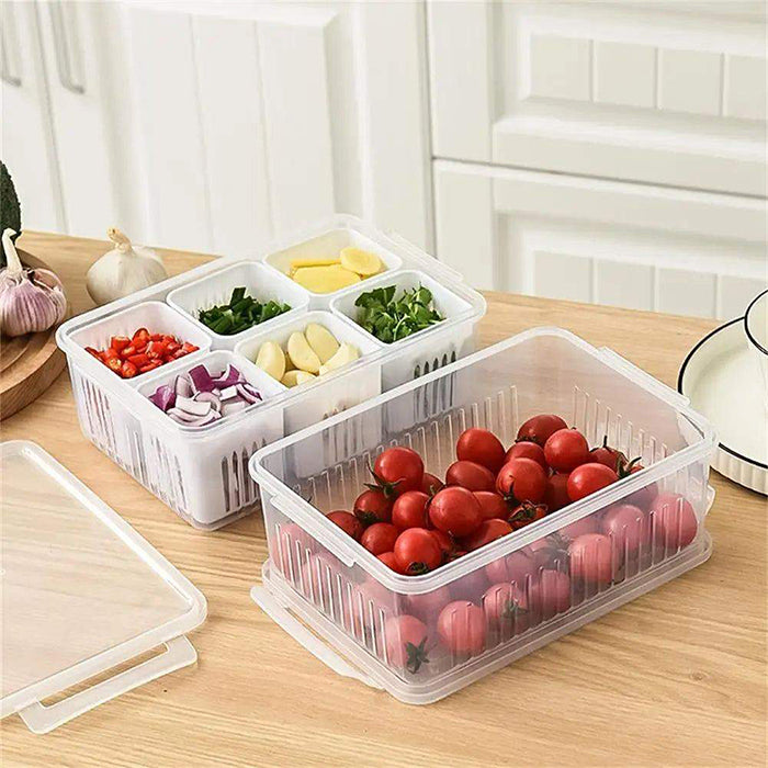 6-Grids Useful Refrigerator Food Fresh-keeping Storage Box, Ginger Garlic Separate Plate for Fridge food grade material