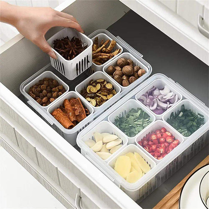 6-Grids Useful Refrigerator Food Fresh-keeping Storage Box, Ginger Garlic Separate Plate for Fridge