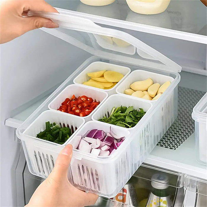 6-Grids Useful Refrigerator Food Fresh-keeping Storage Box, Ginger Garlic Separate Plate for Fridge easy to store