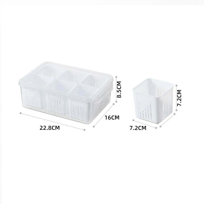 6-Grids Useful Refrigerator Food Fresh-keeping Storage Box, Ginger Garlic Separate Plate for Fridge dimensions
