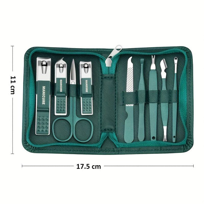 9-Piece Nail Clipper Set, Manicure Set with Travel Case Nail Care Set Stainless Steel dimensions