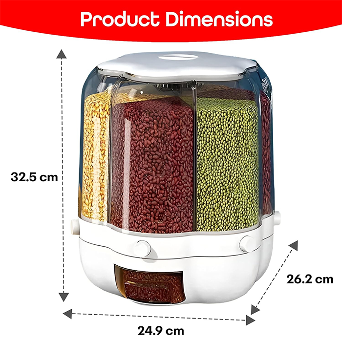 Transparent rice dispenser and grain dispenser with lid, multi-section cereal dispenser for kitchen storage use Qatar