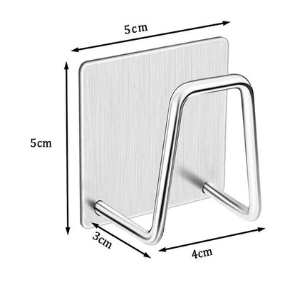 Adhesive Sponge Holder for Kitchen Sink, Stainless Steel Scrubber Hanger Caddy Accessories Storage Rack Stand  dimensions