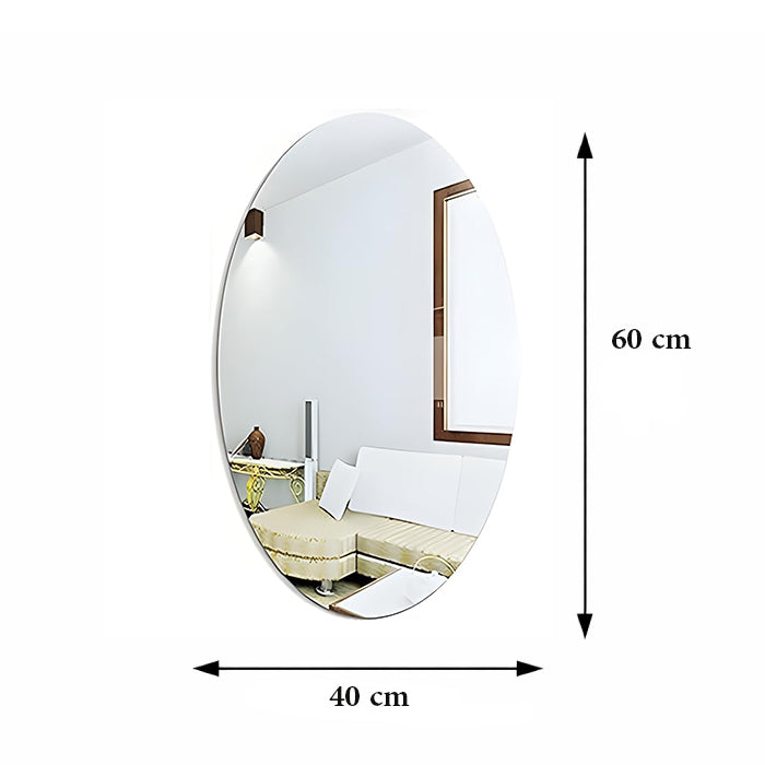 Oval adhesive mirror size 60 x 40 cm wall display measurement guide Qatar