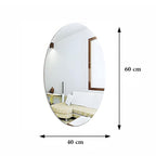 Oval adhesive mirror size 60 x 40 cm wall display measurement guide Qatar