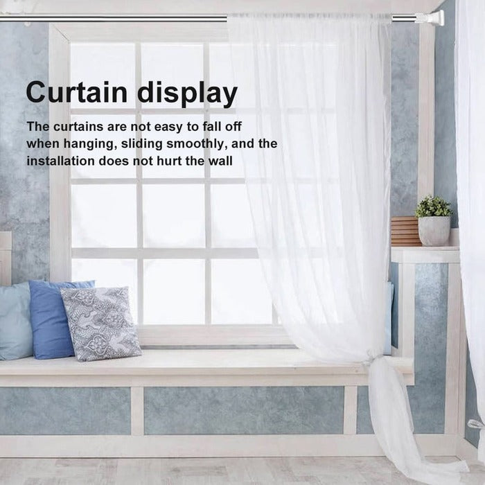 Adjustable Drill-Free Rod - Multi-Purpose Telescopic Curtain and Clothes Hanger Rod Curtain display