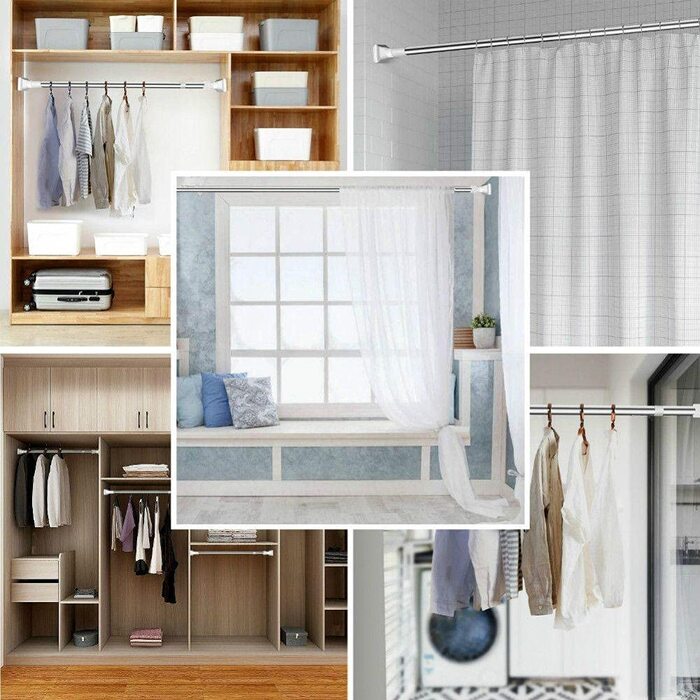 Adjustable Drill-Free Rod - Multi-Purpose Telescopic Curtain and Clothes Hanger Rod Simple Elegance