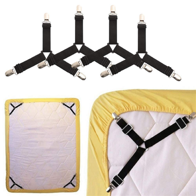 Adjustable Elastic Bed Sheet Fasteners and 3 Way Mattress Cover Holder Fasteners