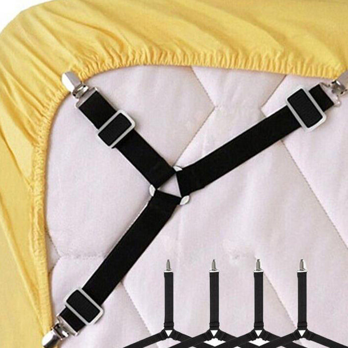 Adjustable Elastic Bed Sheet Fasteners and 3 Way Mattress Cover Holder Fasteners Durable