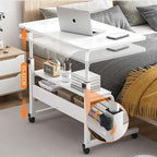 Adjustable Laptop Stand Desk, 3-Tier Overbed Table On Wheels 