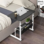 Adjustable Laptop Stand Desk, 3-Tier Overbed Table On Wheels Black