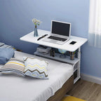 Adjustable Laptop Stand Desk, 3-Tier Overbed Table On Wheels Durable