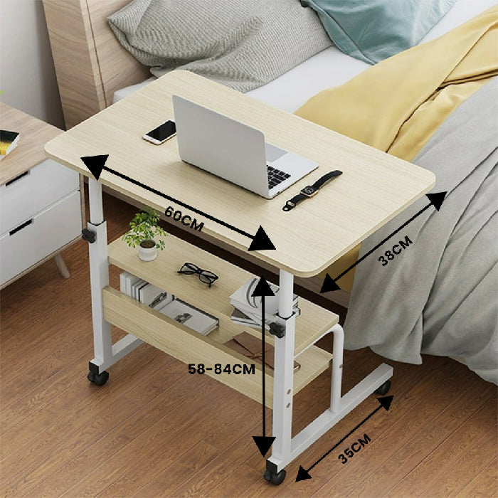 Adjustable Laptop Stand Desk, 3-Tier Overbed Table On Wheels durable dimensions Qatar
