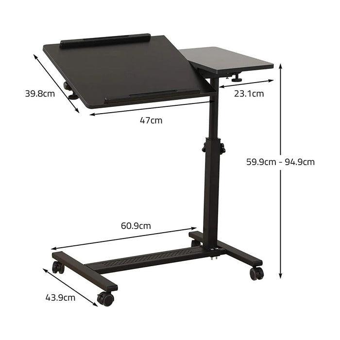 Adjustable Overbed Laptop Stand Table - Tiltable and Rotating Computer Desk dimensions