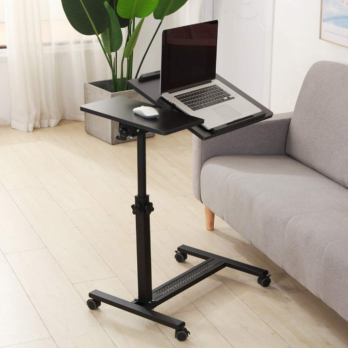 Adjustable Overbed Laptop Stand Table - Tiltable and Rotating Computer Desk perfect for home
