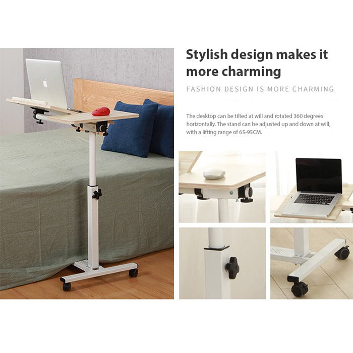 Adjustable Overbed Laptop Stand Table - Tiltable and Rotating Computer Desk stylish design