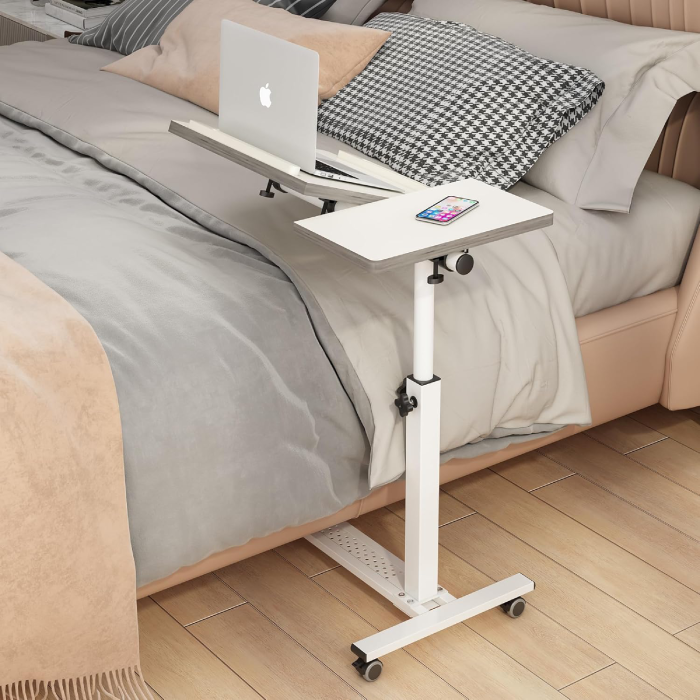 Adjustable Overbed Laptop Stand Table - Tiltable and Rotating Computer Desk two sides
