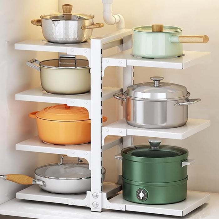 Adjustable Pot Organizer Rack for Under Cabinet, Heavy Duty Storage Holder 