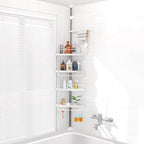 Adjustable bathroom shelf rack, wall mounted corner shelf for shower use by Homesouq Qatar