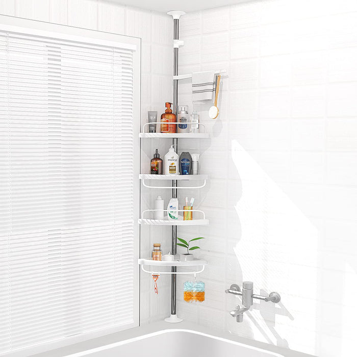 Adjustable bathroom shelf rack, wall mounted corner shelf for shower use by Homesouq Qatar