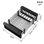 Expandable dish rack black with adjustable dimensions for kitchen sink dish drying in Homesouq Qatar
