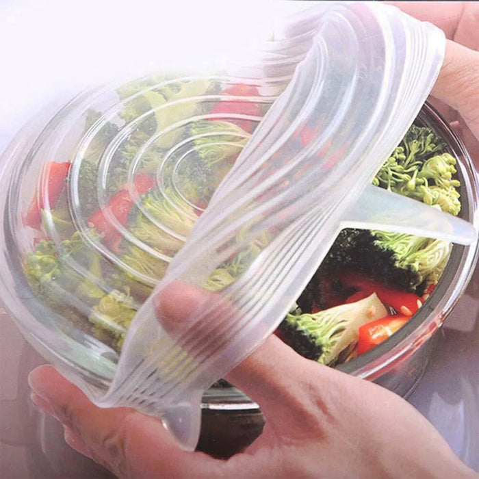 Reusable food covers silicone lids for secure food storage, stretch-fit design from Homesouq Qatar
