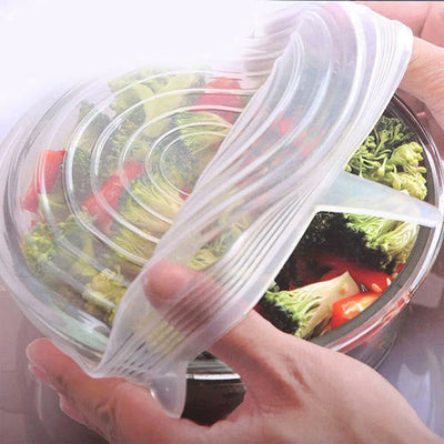 Reusable food covers silicone lids for secure food storage, stretch-fit design from Homesouq Qatar