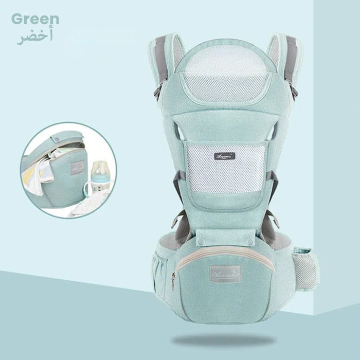 All-Position Baby Carrier - Hip Seat Infant Toddler Backpack with Kangaroo Wrap Sling GREEN
