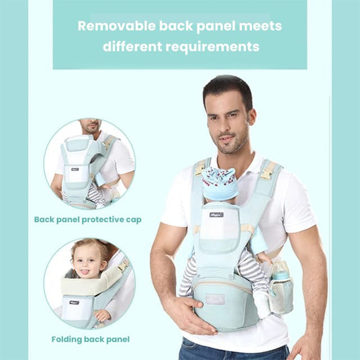All-Position Baby Carrier - Hip Seat Infant Toddler Backpack with Kangaroo Wrap Sling back panel