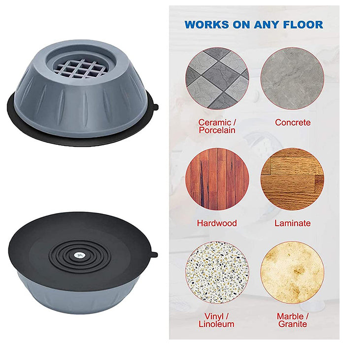 Easy Installation 4 Pcs Washing Machine Dishwasher Anti-Vibration Foot Pads With Suction Cup For Leveling works on any floor