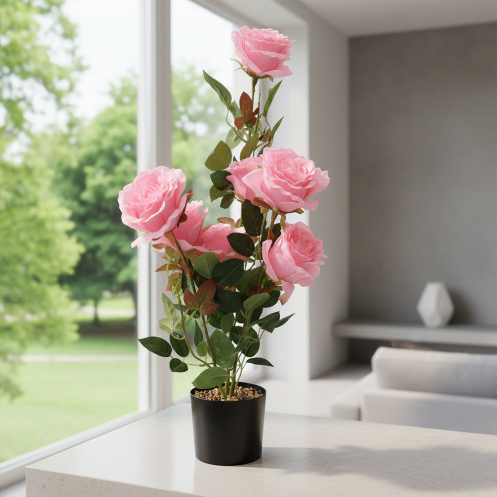 Artificial flowers in decorative pot, realistic design for home decor and flowers pots – Homesouq Qatar