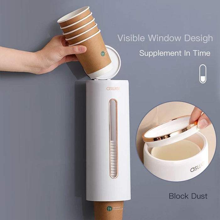 Automatic Cup Dispenser Holder Wall Mounted Disposable Cup Storage efficient cup access