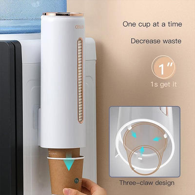 Automatic Cup Dispenser Holder Wall Mounted Disposable Cup Storage one time at a cup