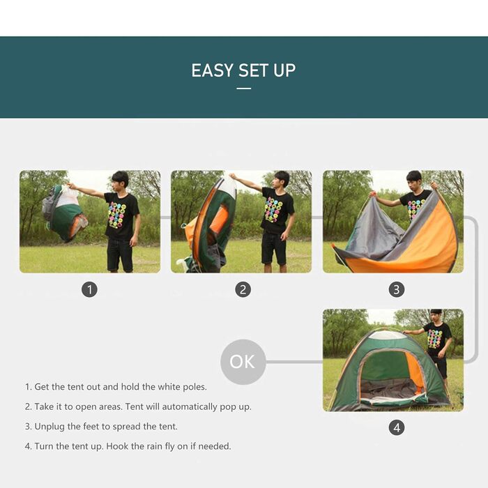 Automatic Pop-Up Outdoor Family Camping Tent Easy Open Camp Tents easy setup