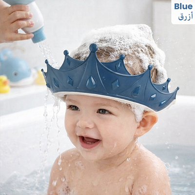 Baby Shower Cap,Baby Shampoo Shower Bath Soft Cap For Kids Adjustable Silicone Crown Blue Qatar