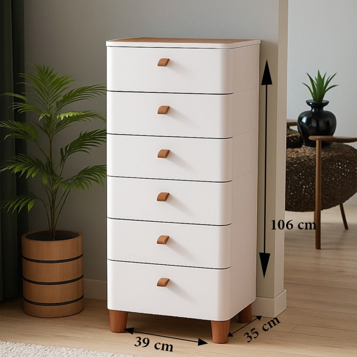 Bedroom Bedside Storage Cabinet Chest Of Drawers, Simple Narrow Drawer Type Storage Stand countertop 6 Layer dimensions