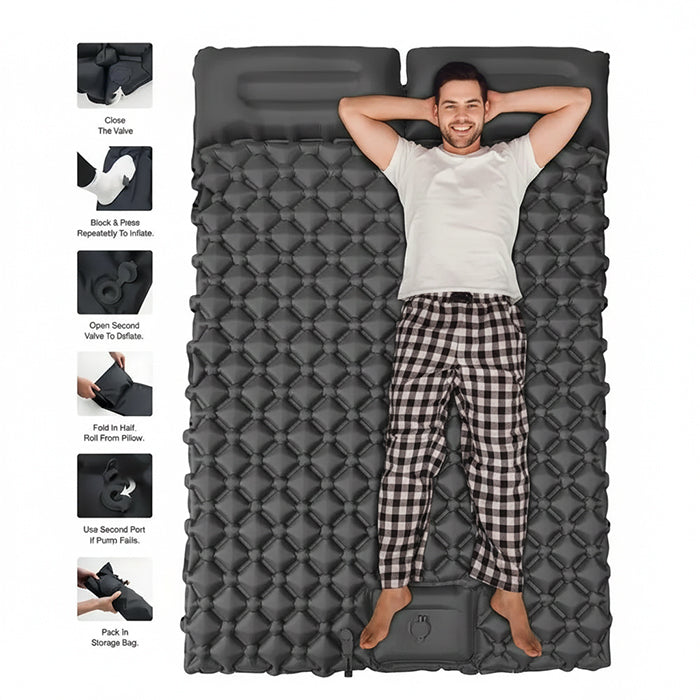 Camping air mattress supporting two adults with strong 40D nylon material Qatar