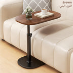 C Shaped Side Table, Adjustable Height C Shaped End Table, 360°Swivel Couch Side Table Brown